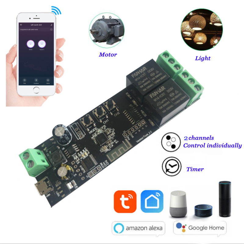 Diy Home Automation Controller - 2CH Tuya Wifi Papan Kontrol Pintar