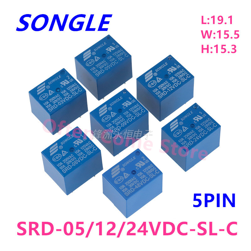 Shelly Relay Module - 5 buah SRD-12VDC-SL-C SRD-05VDC-SL-C relai baru