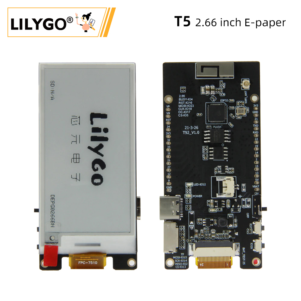 Home Automation Arduino - LILYGO® TTGO T5 2.66-Inch E-Paper Modul