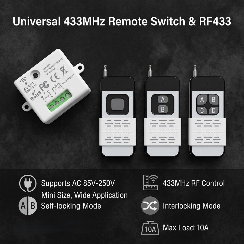 433Mhz Receiver Module - 220V 1CH Sakelar Remote Control Nirkabel