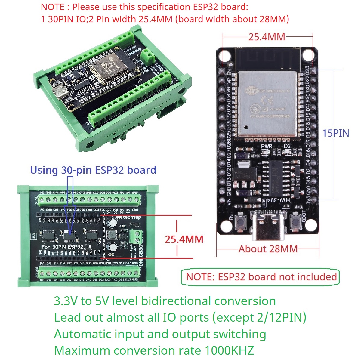 Adaptor Rel DIN ESP32 30P, Pen - Level Shifter 3.3V ulasan dan harga