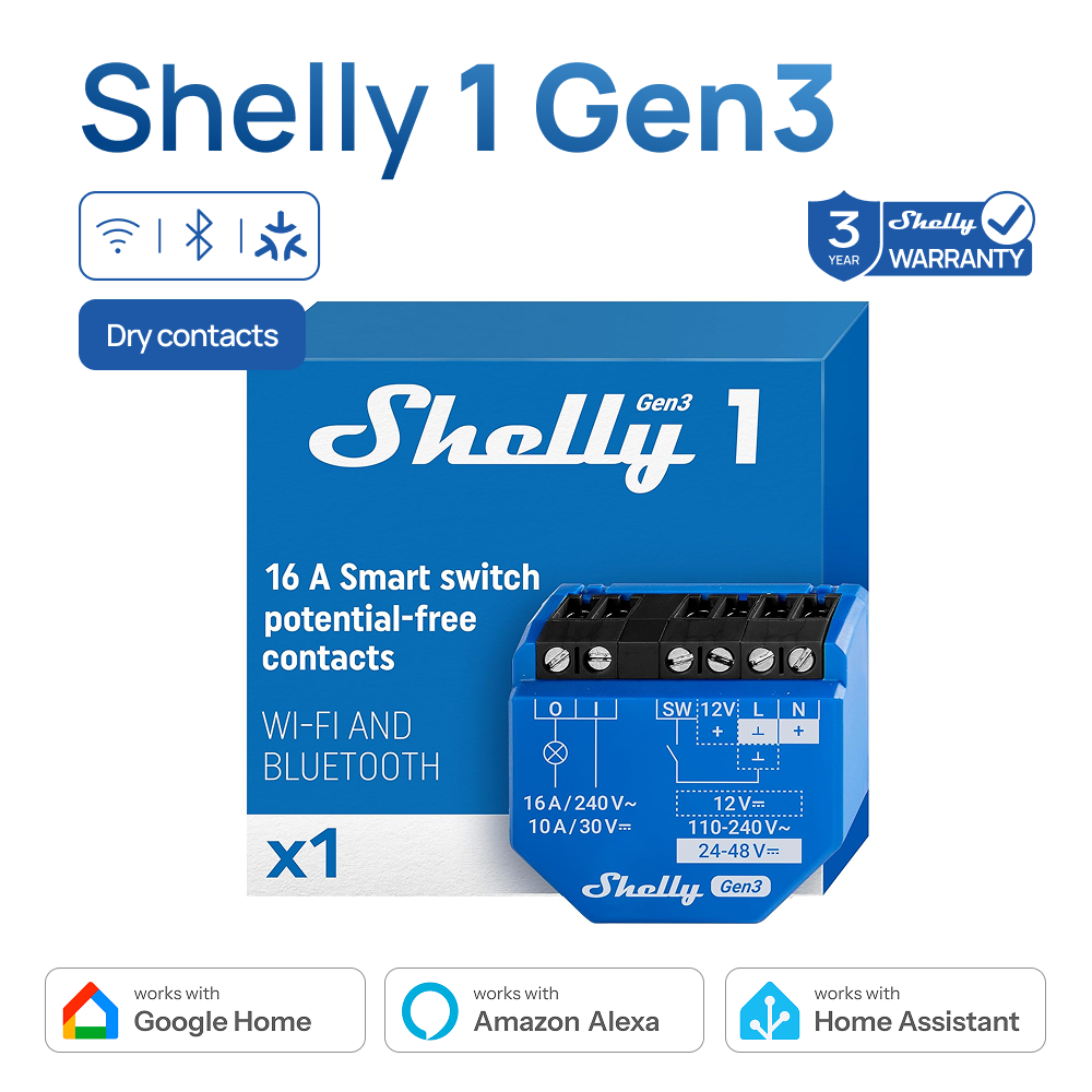 Shelly 1 Gen3 Dry Contact Smar - Shelly Relay Module ulasan dan harga